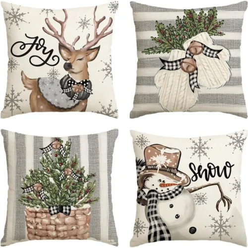 P-87213233640830-20260406111208.webp Unyqoos® Set van 4 decoratieve kussenslopen voor sfeervolle kerstversiering
