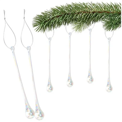 P-87213233648610-20260406093252.webp Unyqoos® Set van 6 glazen ijsdruppel kerstboomhangers voor sfeervolle decoratie