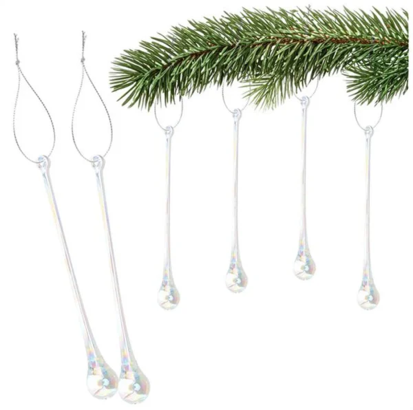 P-87213233648610-20260406093252.webp Unyqoos® Set van 6 glazen ijsdruppel kerstboomhangers voor sfeervolle decoratie