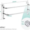 Unyqoos® Roestvrijstalen dubbele handdoekhouder met haken voor badkamer en keuken