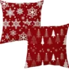 Unyqoos® Set van Twee Decoratieve Kussenslopen voor Kerstmis in Rood Katoenlinnen