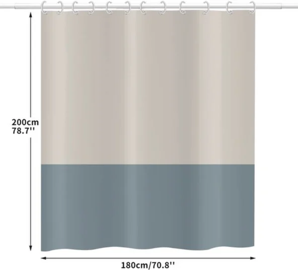 Unyqoos® Stijlvol en Waterdicht Douchegordijn 180x200 cm met Modern Beige-Blauw Motief en Haken