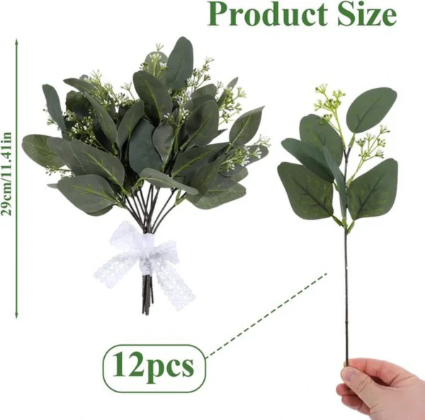 P-87213233663771-20260405135325.webp Unyqoos® Set van 12 decoratieve kunst eucalyptus takken met realistische bladeren en zaden