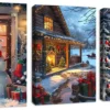P-87213233665200-20260406123117.webp Unyqoos® Set van drie winterse canvas schilderijen met houten frame voor wanddecoratie