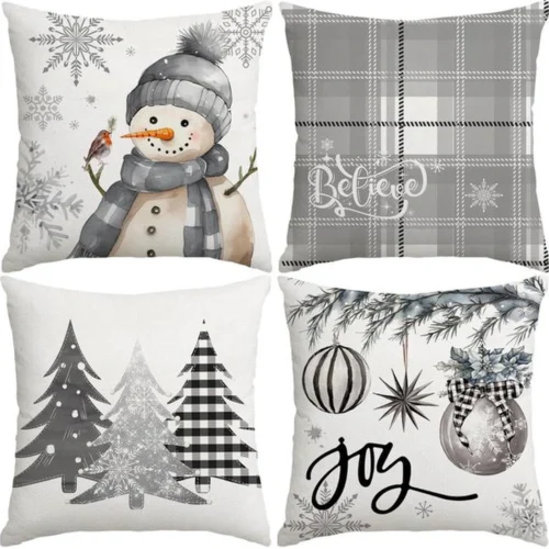 P-87213233665820-20260406110925.webp Unyqoos® Set van 4 decoratieve kussenslopen voor winterse kerstdecoratie