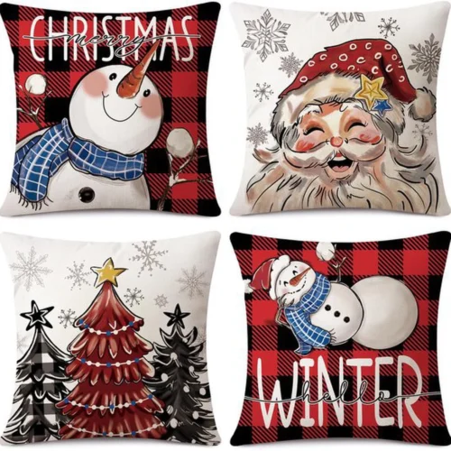 P-87213233678790-20260406111940.webp Unyqoos® Vierdelige set kerstkussenhoezen voor sfeervolle kerstdecoratie thuis