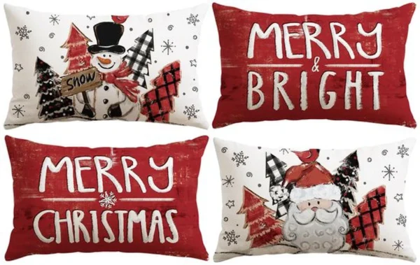 Unyqoos® Feestelijke kussenslopen met sneeuwpop- en kerstmandesign voor sfeervolle kerstdecoratie