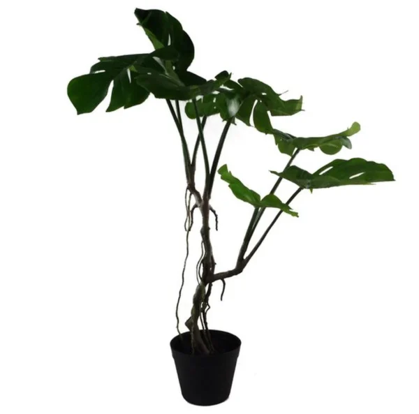 Unyqoos® Realistische kunstplant met gedraaid ontwerp en grote Monstera bladeren, groente, 60 cm