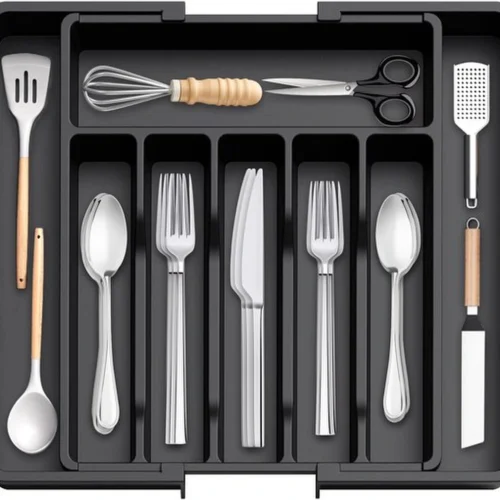 P-87213233704800-20260406094427.webp Unyqoos® Verstelbare en ruime lade-organizer voor keukengerei en bestekopslag