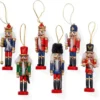 Unyqoos® Set van 6 Houten Notenkraker Soldaat Ornamenten voor Kerstboomdecoratie