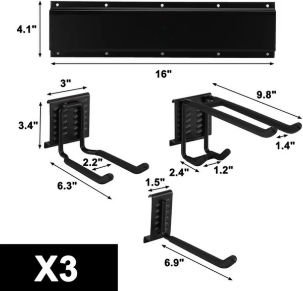P-87213233716233-20260406102246.webp Unyqoos® Wandgemonteerd Gereedschapsrek voor Garage en Tuin met Verstelbare Haken