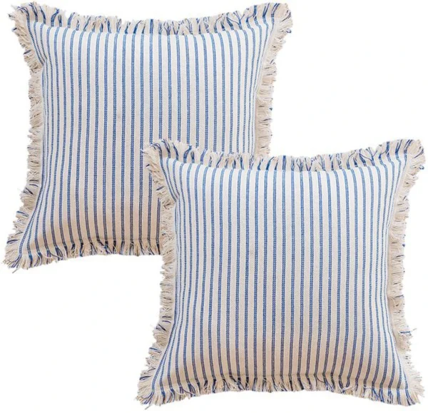 Unyqoos® Set van twee decoratieve kussenhoezen met boho strepen voor huisdecoratie