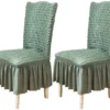 P-87213233727670-20260405184747.webp Unyqoos® Set van 2 lichtgroene stretch stoelhoezen voor eetkamerstoelen met elegante rok
