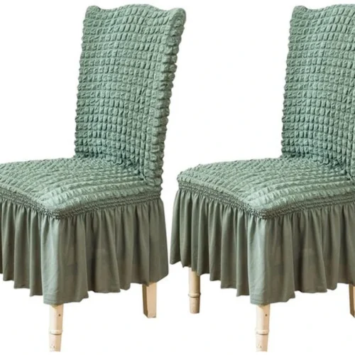 P-87213233727670-20260405184747.webp Unyqoos® Set van 2 lichtgroene stretch stoelhoezen voor eetkamerstoelen met elegante rok
