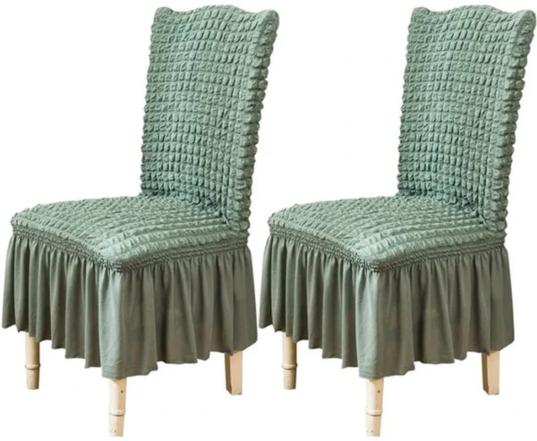 P-87213233727670-20260405184747.webp Unyqoos® Set van 2 lichtgroene stretch stoelhoezen voor eetkamerstoelen met elegante rok