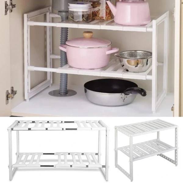 Unyqoos® Verstelbaar Ruimtebesparend Keukenrek met 10 Planken voor Onder de Goosteen