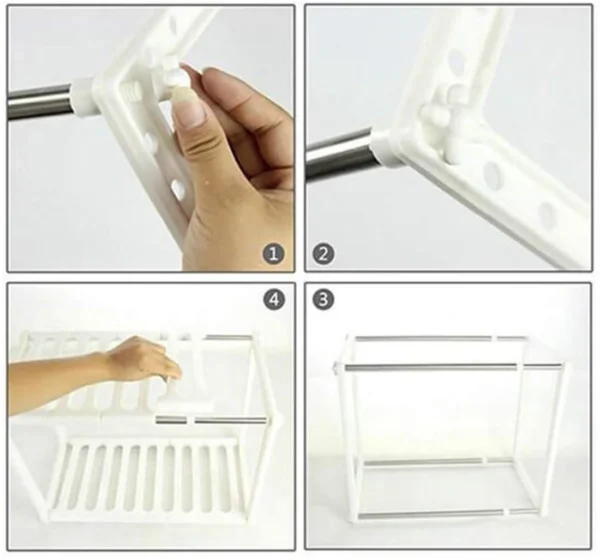 Unyqoos® Verstelbaar Ruimtebesparend Keukenrek met 10 Planken voor Onder de Goosteen