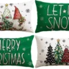 Unyqoos® Set van vier kerstkussenhoezen met feestelijke prints voor elke ruimte