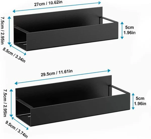 Unyqoos® Magnetische Keuken Organizer Planken voor IJzeren Oppervlakken, Kruidenrek Set van 2 Stuks in Zwart