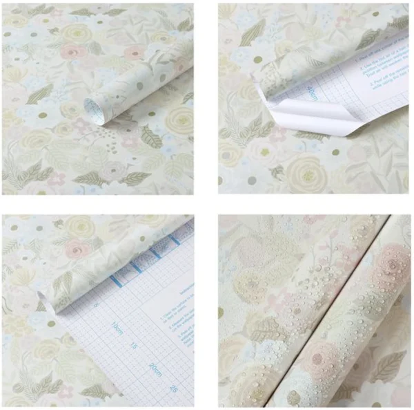 Unyqoos® Vintage Bloemenbehang Zelfklevend Vinyl voor Diverse Interieurtoepassingen, 44 x 300 cm, Beige