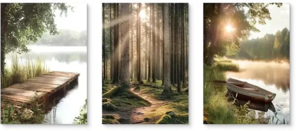 Unyqoos® Set van 3 Kunstzinnige Natuurlandschap Posters voor Sfeervolle Interieurdecoratie