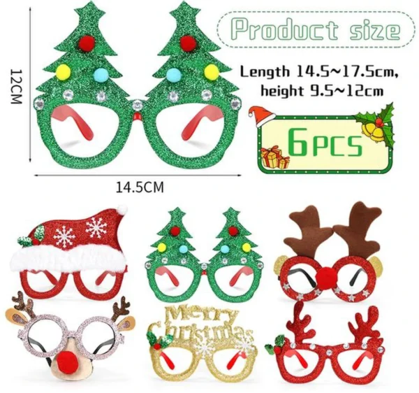 P-87213233807483-20260406093447.webp Unyqoos® Set van 6 feestelijke kerstbrillen voor een sprankelend kerstfeest