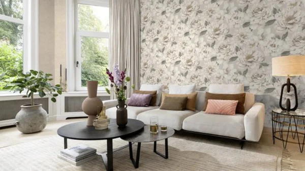 Unyqoos® Romantisch bloemenbehang in pastelkleuren voor elke ruimte in huis