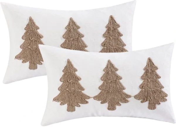 Unyqoos® Set van 2 winterse kussenhoezen met kerstmotief en borduurwerk