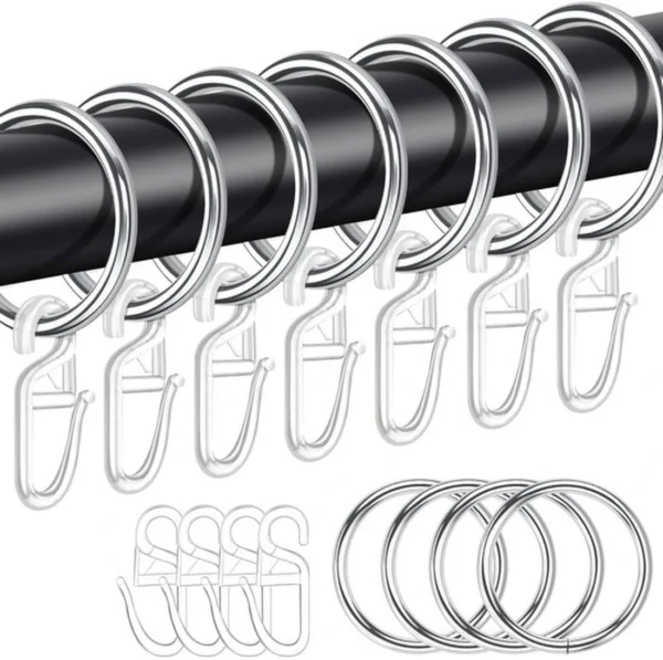 P-87213233841730-20260406120936.webp Unyqoos® Set van 25 metalen gordijnringen met kunststof haken voor veelzijdig gebruik