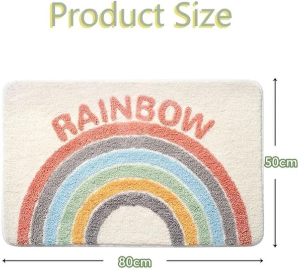P-87213233851321-20260405134442.webp Unyqoos® Binnen- en Buitenhuis Antislip Bademat van Zachte Microvezel met Regenboogmotief - 50x80cm