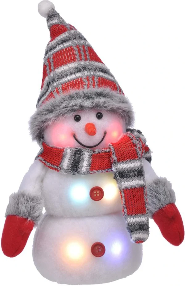 Unyqoos® Lichtgevende sneeuwpop decoratie met kleurrijke LEDs voor binnengebruik