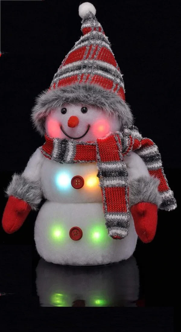 Unyqoos® Lichtgevende sneeuwpop decoratie met kleurrijke LEDs voor binnengebruik