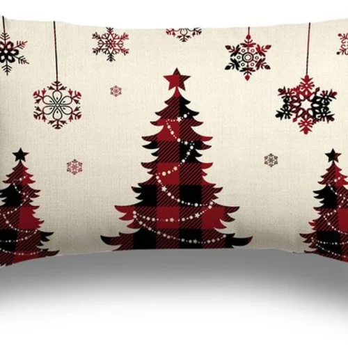 Unyqoos® Decoratieve linnen kussenhoes met kerstmotief en onzichtbare ritssluiting