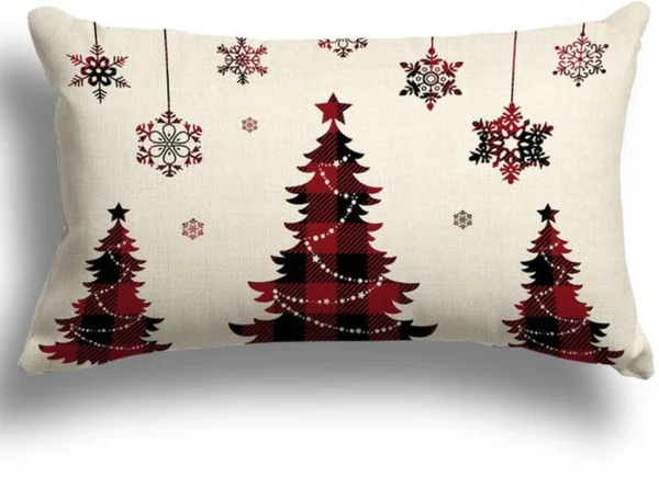 Unyqoos® Decoratieve linnen kussenhoes met kerstmotief en onzichtbare ritssluiting