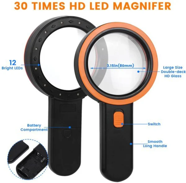 Unyqoos® Handheld Vergrootglas met LED Verlichting voor Gedetailleerd Lezen en Observatie