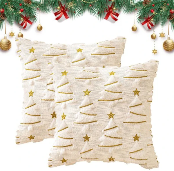 P-87213233924373-20260406111224.webp Unyqoos® Set van 2 kerstkussenslopen met kerstboomontwerp voor sfeervolle decoratie