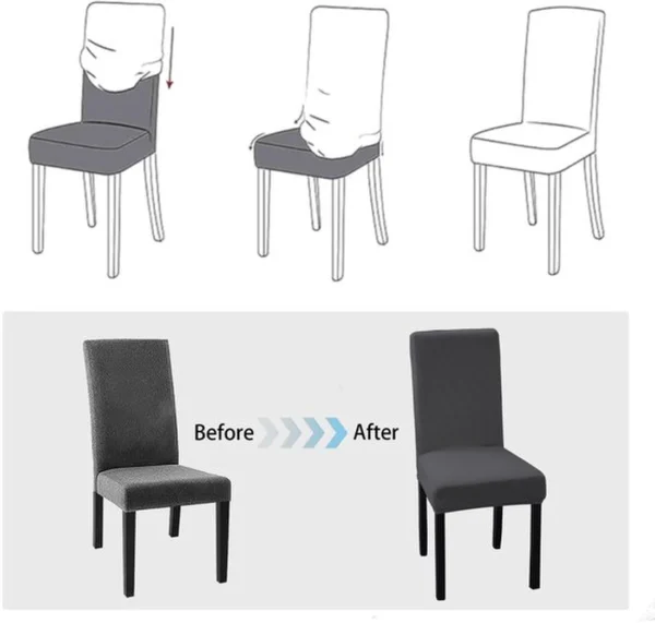 P-87213233934273-20260405184704.webp Unyqoos® Set van 4 grijze elastische stoelhoezen voor eetkamerstoelen en meer