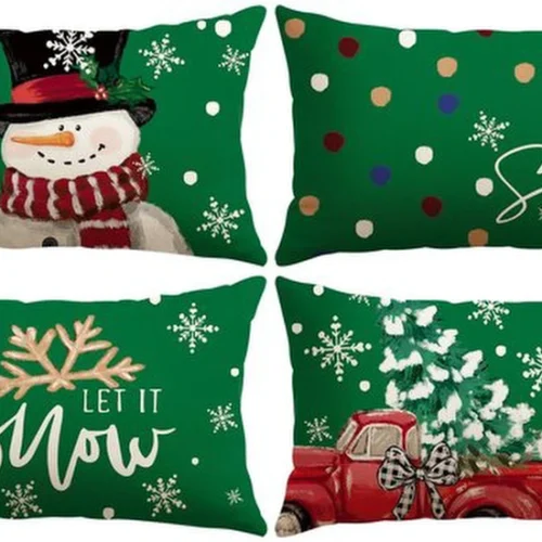 P-87213233943490-20260406111515.webp Unyqoos® Set van vier feestelijke kussenslopen met kerstthema voor sfeervolle decoratie