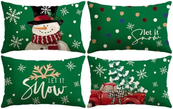 P-87213233943490-20260406111515.webp Unyqoos® Set van vier feestelijke kussenslopen met kerstthema voor sfeervolle decoratie