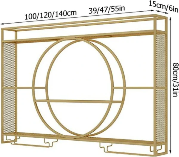 P-87213233949502-20260406110202.webp Unyqoos® Stijlvol wandgemonteerd wijnrek met zwevende planken en glazen houders
