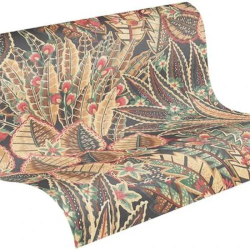 Unyqoos® Hoogwaardig bloemenbehang met palmbladmotief in warme kleuren voor woonkamer, geel-roud-groente-bruin