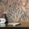 Unyqoos® Hoogwaardig bloemenbehang met palmbladmotief in warme kleuren voor woonkamer, geel-roud-groente-bruin