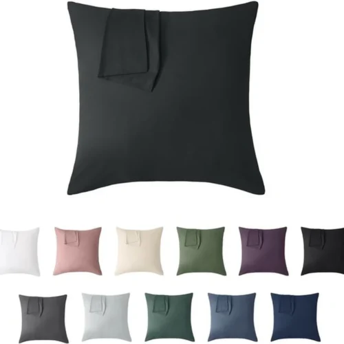 P-87213233997400-20260406111812.webp Unyqoos® Set van Twee Zachte Antraciet Kussenslopen 50x50 cm van Gewassen Katoen