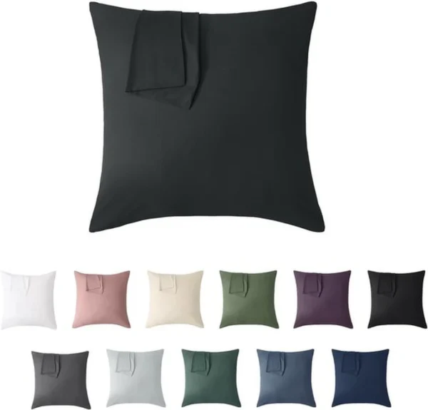 P-87213233997400-20260406111812.webp Unyqoos® Set van Twee Zachte Antraciet Kussenslopen 50x50 cm van Gewassen Katoen