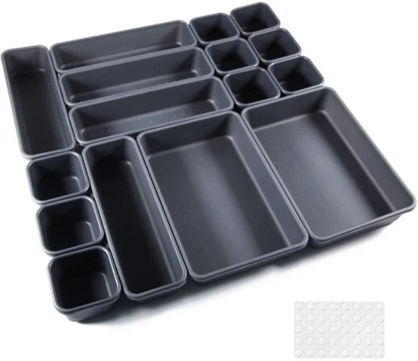 Unyqoos® Luxe Lade Organizer Systeem Met 16 Vakjes Inclusief Anti-slip Siliconen Pads