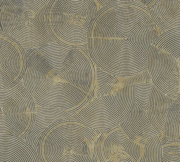 P-87213234002935-20260405113040.webp Unyqoos® Stijlvol vliesbehang met cirkelpatroon in beige, metallic en zwart