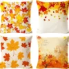 Unyqoos® Set van 4 rustieke kussenhoezen met esdoornbladpatroon voor een sfeervol interieur