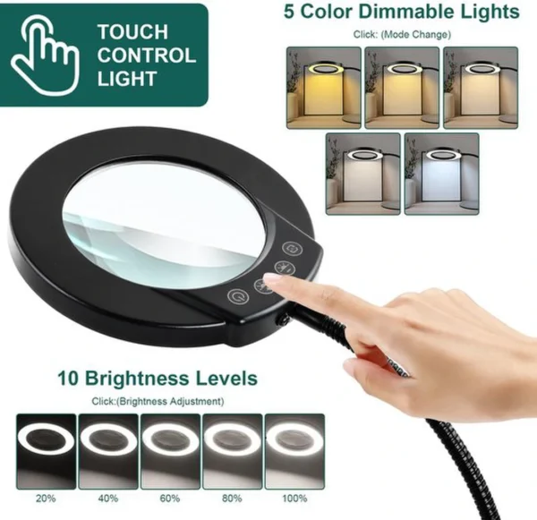 Unyqoos® Dimbare LED Vergrootlamp met Flexibele Zwanenhals en 10x Vergroting