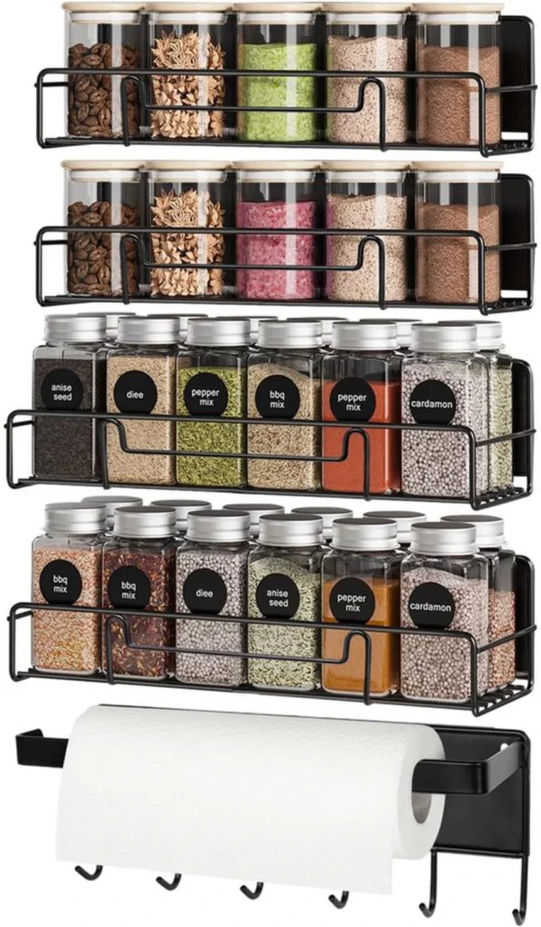 Unyqoos® Magneet Keukenorganizer Set met Keukenrolhouder en Haakjes voor Koelkast en Wandmontage