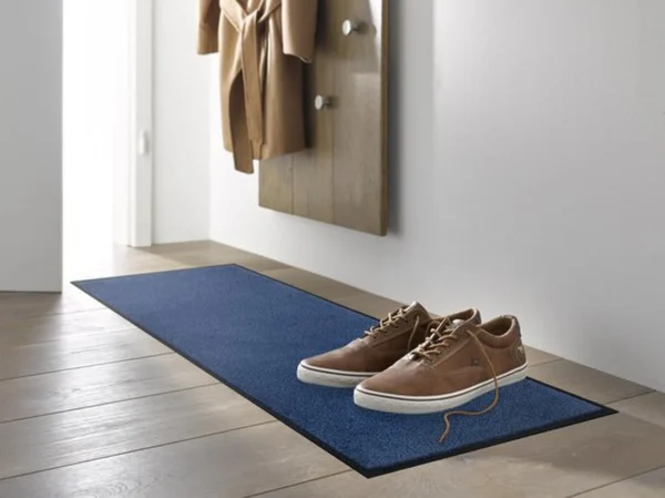 Unyqoos® Wasbare en deurmat blauw voor binnen en buiten 35 x 120 cm
